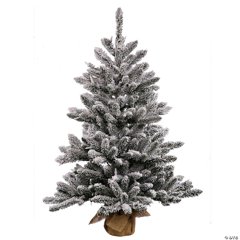 Vickerman 36" Flocked Anoka Pine Artificial Christmas Tree, Warm White LED Lights Image