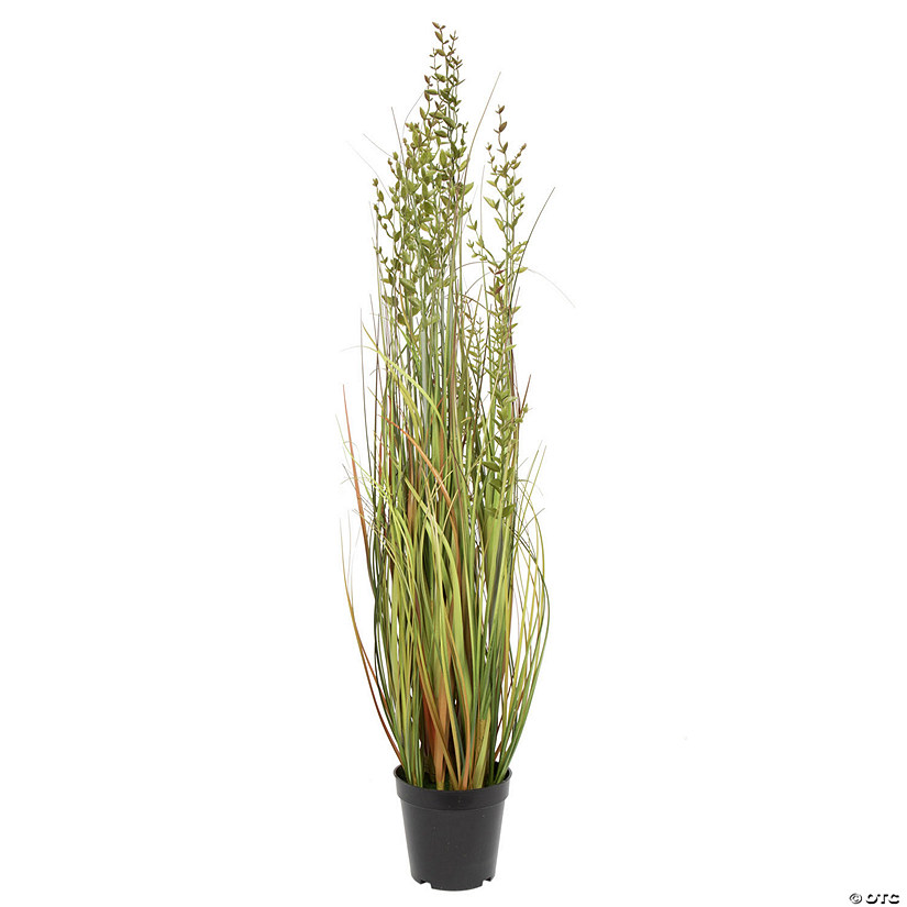 Vickerman 36" PVC Artificial Potted Green and Brown Grass and Plastic Grass Image
