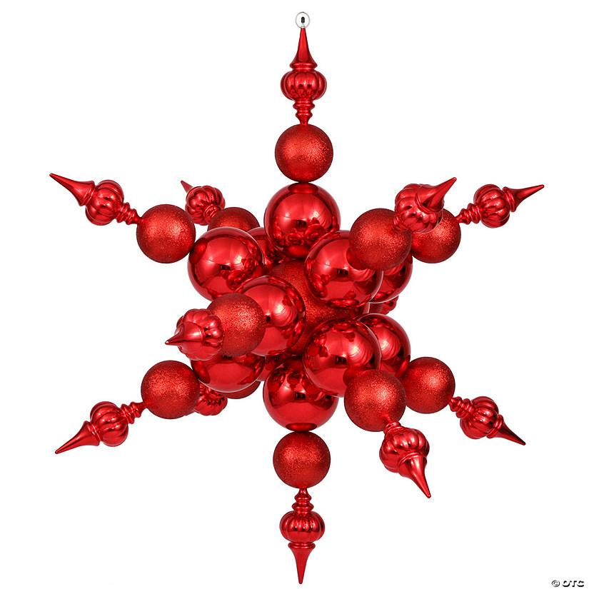 Vickerman 39" Red Shiny and Glitter Radical Snowflake Christmas Ornament Image
