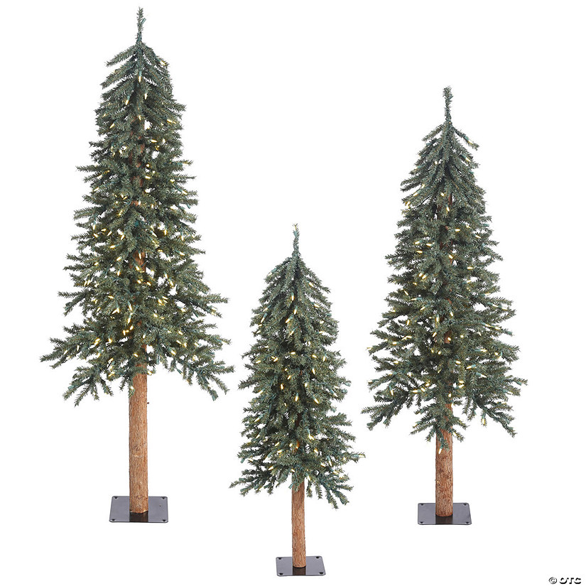 Vickerman 4' 5' 6' Natural Bark Alpine Artificial Christmas Tree Set