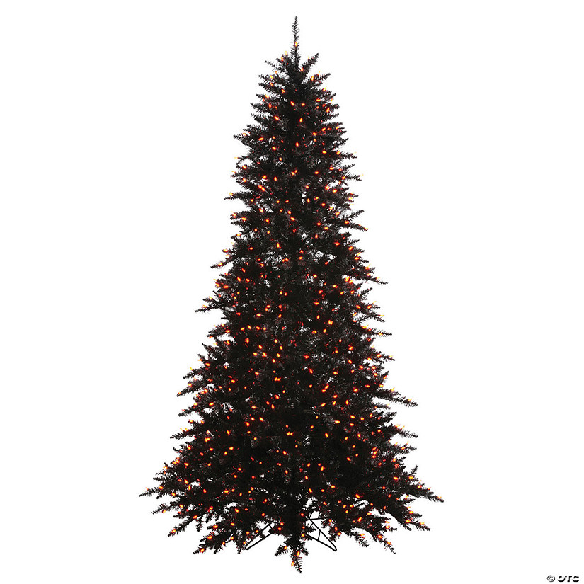 Vickerman 4.5' Black Fir Artificial Christmas Tree, Orange  Dura-lit LED Lights Image