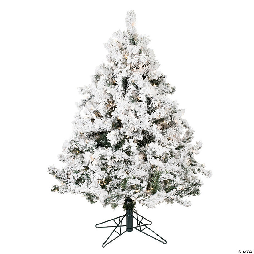 Vickerman 4.5' Flocked Alaskan Pine Christmas Tree with Clear Lights Image