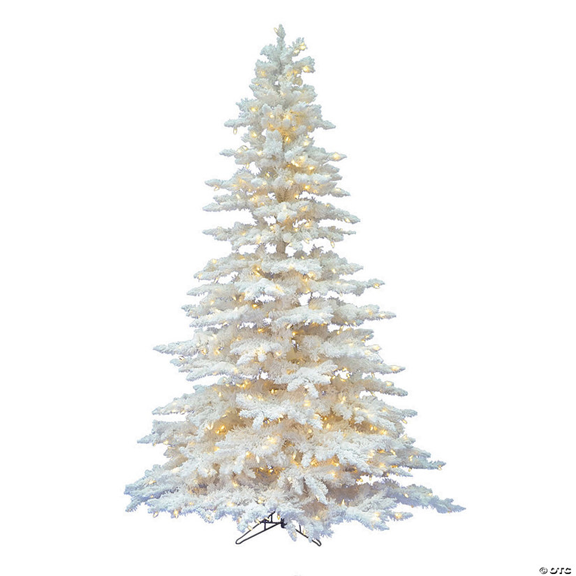 Vickerman 4.5' Flocked White Spruce Christmas Tree with LED Lights Image
