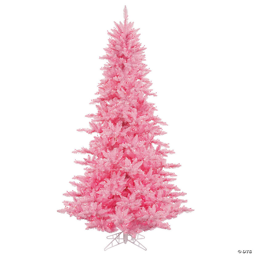 Vickerman 4.5' Pink Fir Artificial Christmas Tree, Pink  Dura-lit LED Lights Image