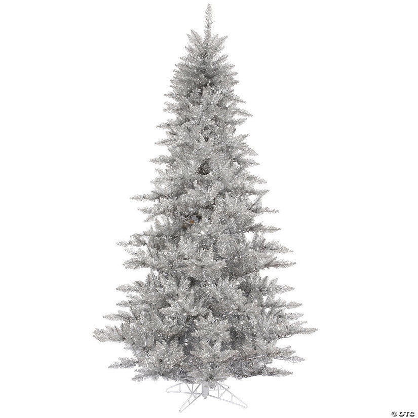 Vickerman 4.5' Silver Tinsel Fir Artificial Christmas Tree, Unlit Image