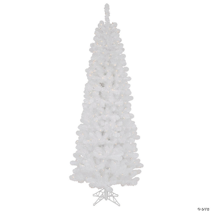 Vickerman 4.5' White Salem Pencil Pine Christmas Tree with Clear Lights Image