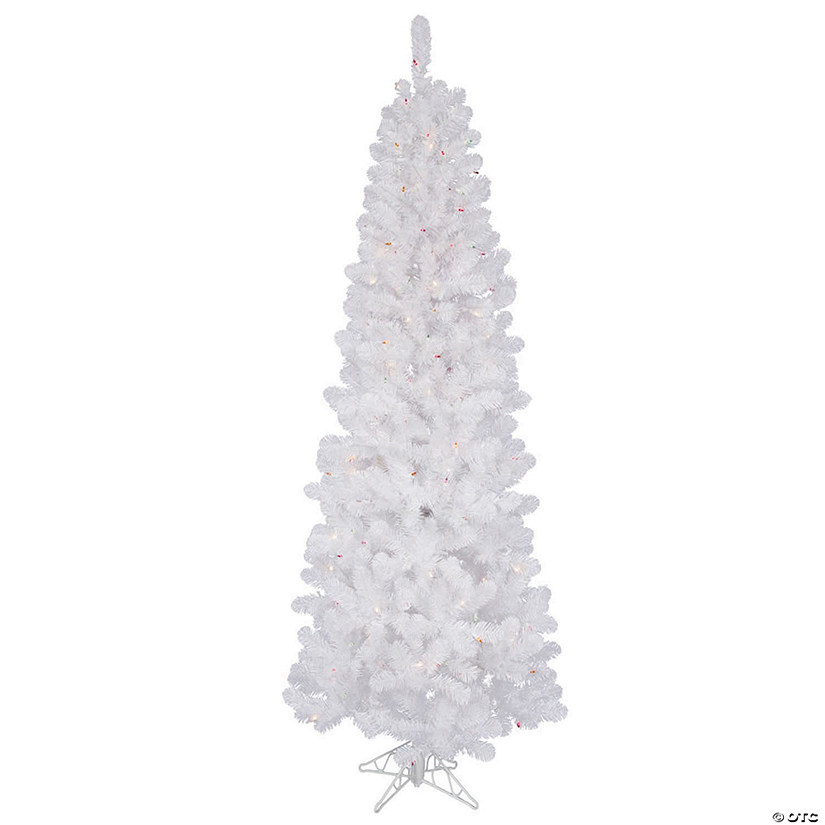 Vickerman 4.5' White Salem Pencil Pine Christmas Tree with Multi-Colored Lights Image