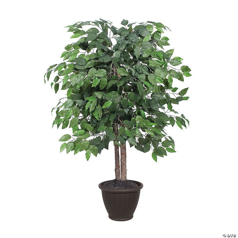 Vickerman 4' Artificial Ficus Bush, Brown Plastic Container Image