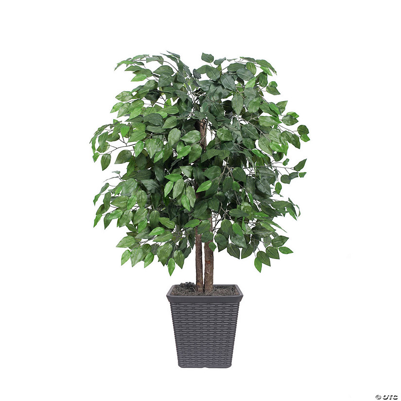 Vickerman 4' Artificial Ficus Bush, Gray Square Plastic Container Image