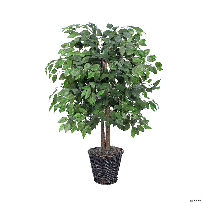 Vickerman 4' Artificial Ficus Bush, Rattan Basket Image