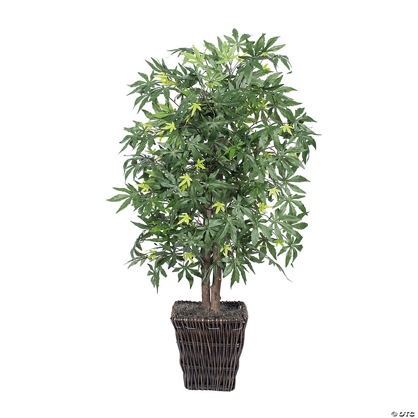 Vickerman 4' Artificial Japanese Maple Bush, Square Willow Basket Image