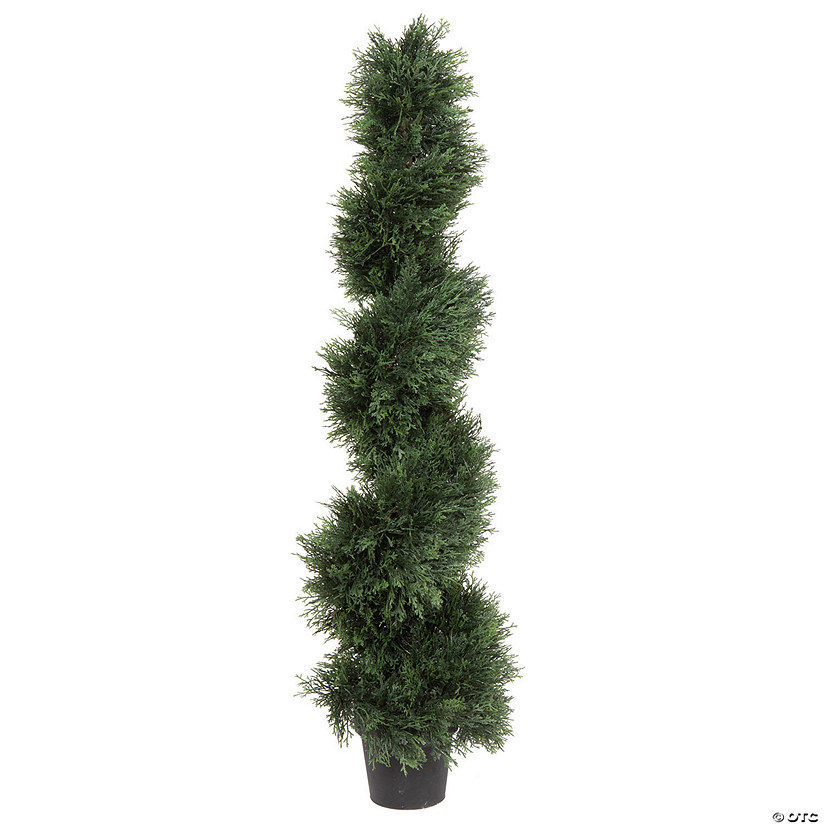 Vickerman 4' Artificial Potted Green Cedar Spiral Tree Image