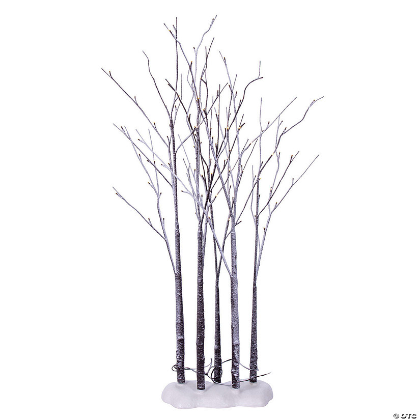 Vickerman 4' Brown Frosted Twig Tree Grove, Warm White 3mm Wide Angle LED lights, 5 Piece Set. Image