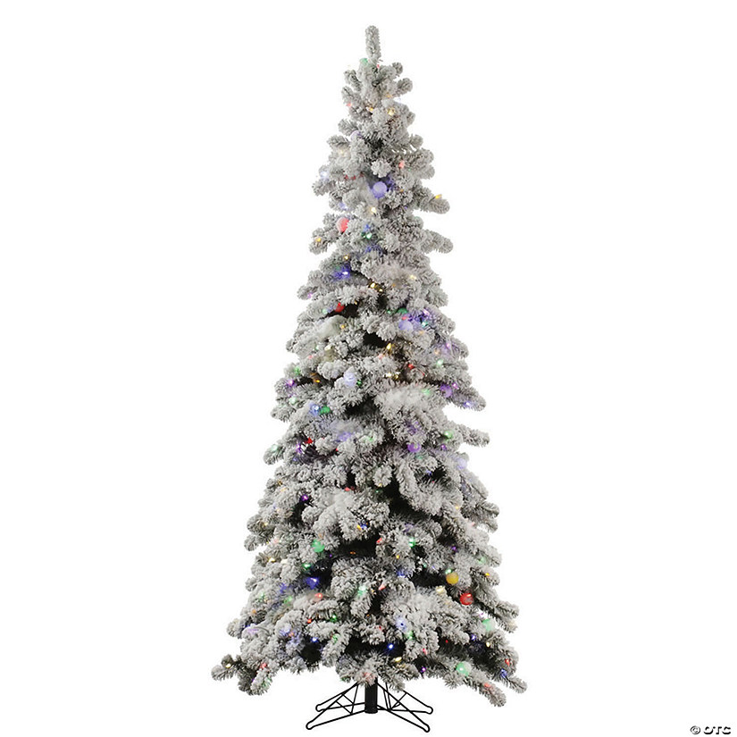 Vickerman 4' Flocked Kodiak Spruce Christmas Tree with Multi-Colored LED Lights Image