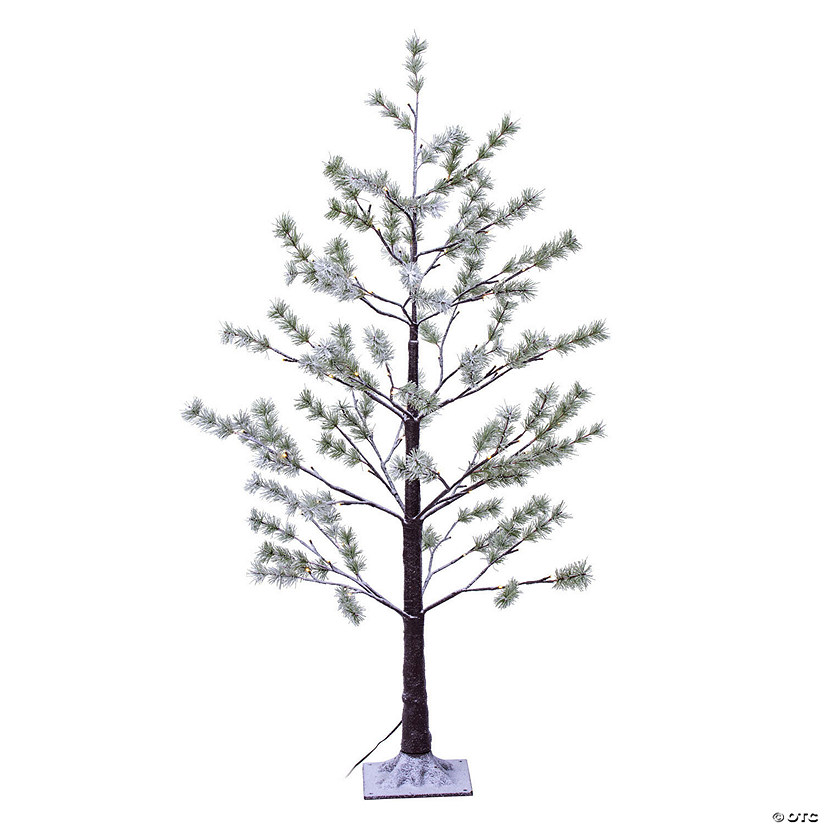 Vickerman 4' Green Frosted Mini Pine Twig Tree, Warm White 3mm Wide Angle LED lights Image