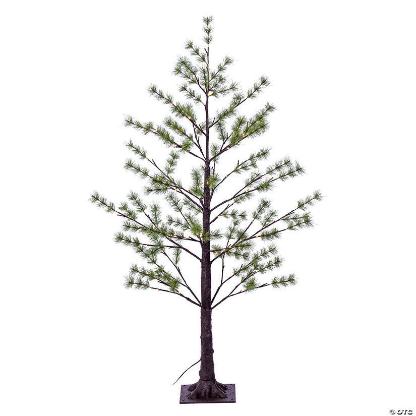 Vickerman 4' Green Mini Pine Twig Tree, Warm White 3mm Wide Angle LED lights. Image