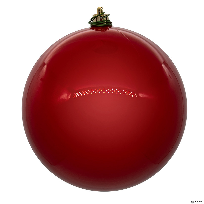 Vickerman 4" Red Pearl UV Drilled Ball Ornament, 6 per bag. Image