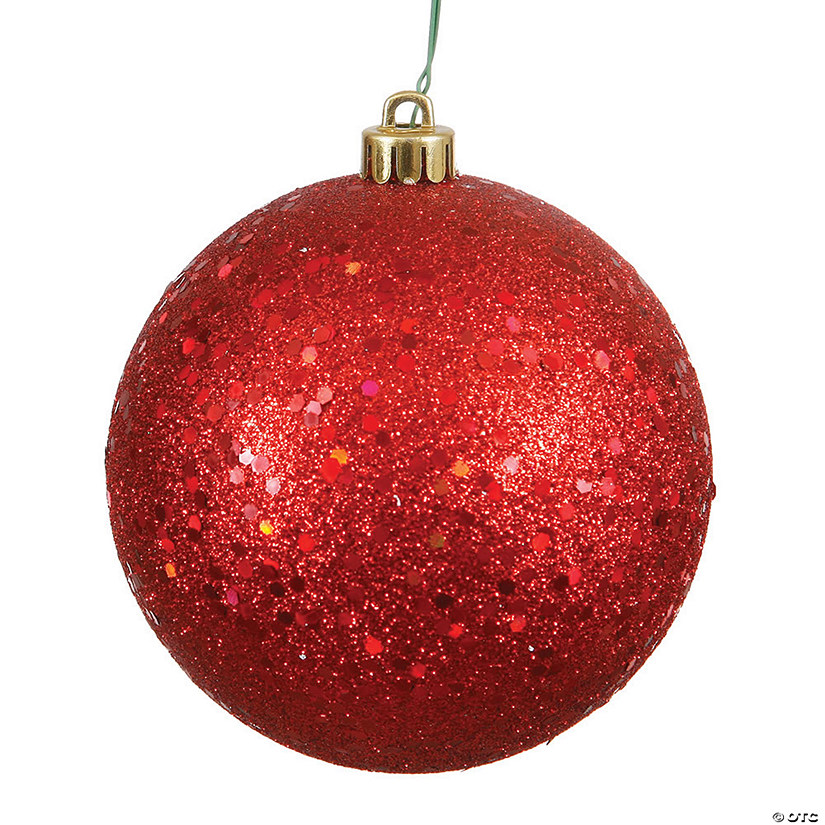 Vickerman 4" Red Sequin Ball Ornament, 6 per Bag Image