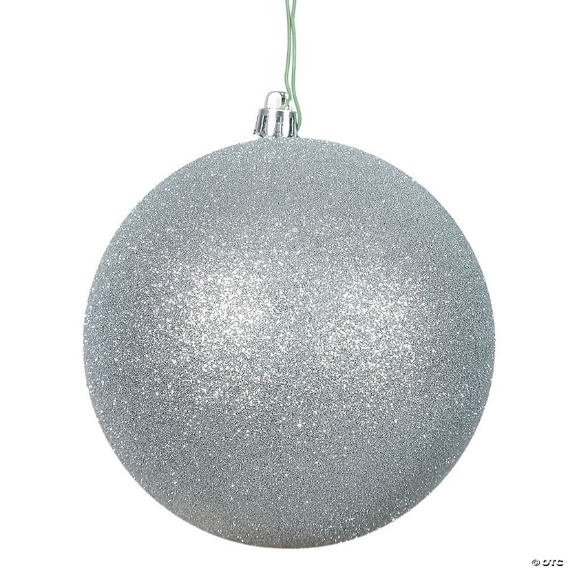 Vickerman 4" Silver Glitter Ball Ornament, 6 per Bag Image