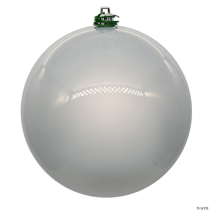Vickerman 4" Silver Pearl UV Drilled Ball Ornament, 6 per bag. Image