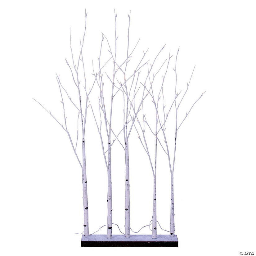 Vickerman 4' White Birch Twig Tree Grove, Warm White 3mm Wide Angle LED lights, 5 Piece Set. Image