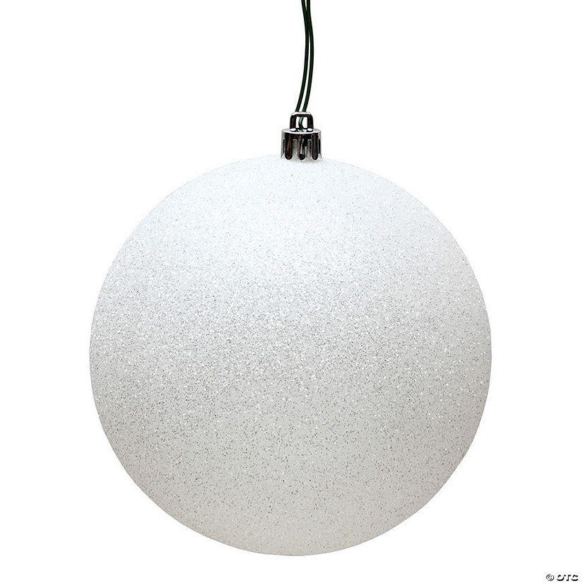 Vickerman 4" White Glitter Ball Ornament, 6 per Bag Image