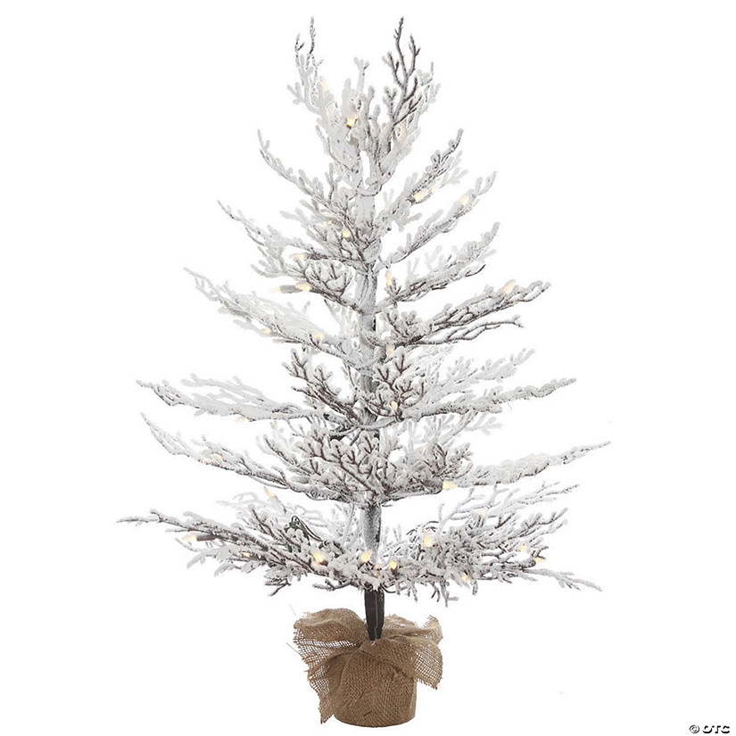Vickerman 4' x 30" Flocked Winter Twig Pine Christmas Tree with LED Lights Image