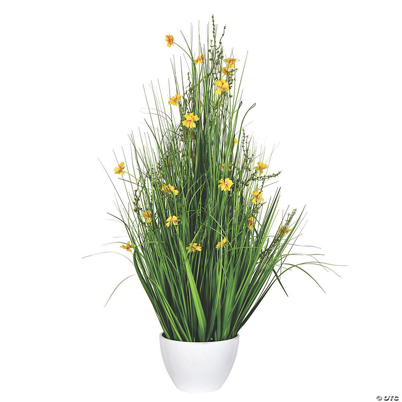 Vickerman 42" Potted Yellow Cosmos and Green Grass Image