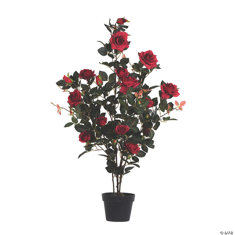 Vickerman 45" Artificial Red Rose Plant in Pot Image