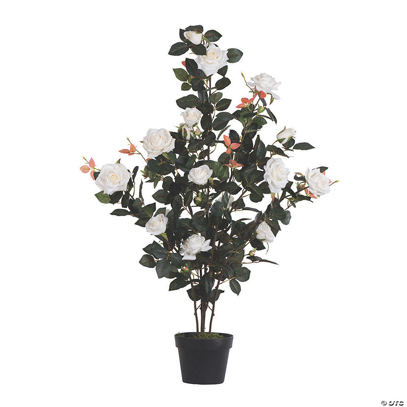 Vickerman 45" Artificial White Rose Plant in Pot Image