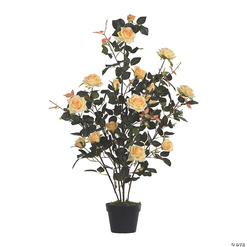 Vickerman 45" Artificial Yellow Rose Plant in Pot