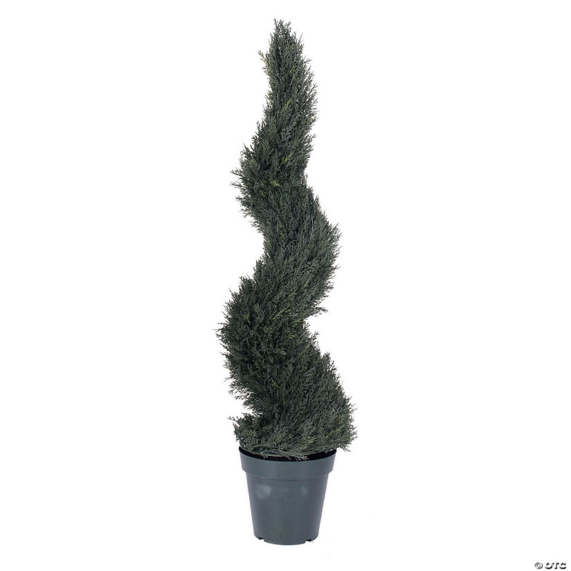 Vickerman 48" Artificial UV Resistant Pond Cypress Spiral in Two Tone Green Pot Image