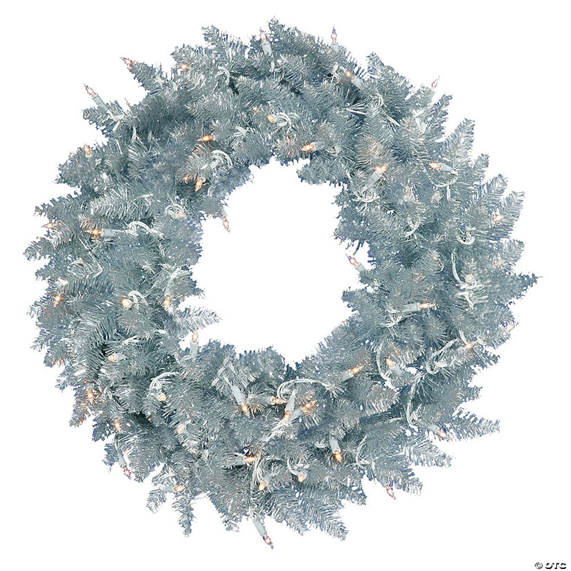 Vickerman 48" Silver Fir Artificial Christmas Wreath, Warm White Dura-Lit LED lights. Image