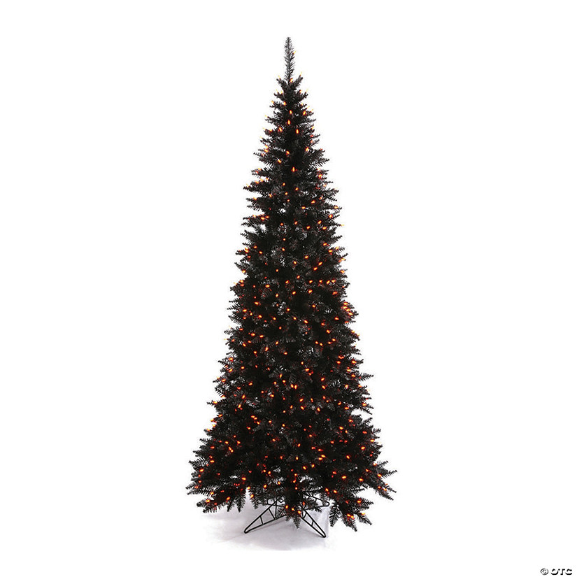 Vickerman 5.5' Black Fir Tree Featuring Orange Lights Image