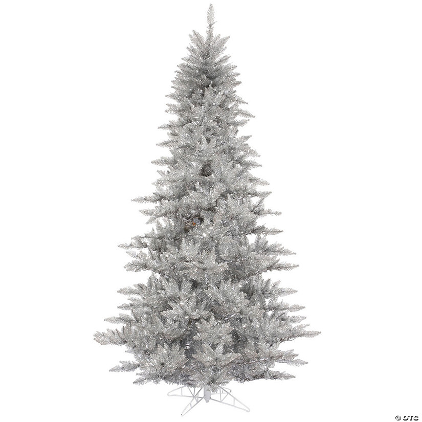 Vickerman 5.5' Silver Tinsel Fir Artificial Christmas Tree, Unlit Image