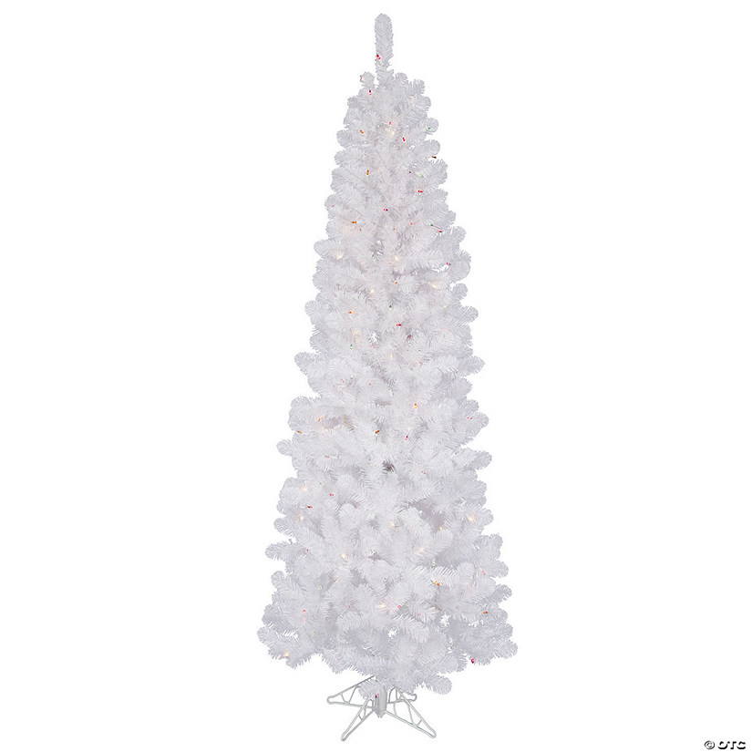 Vickerman 5.5' White Salem Pencil Pine Artificial Christmas Tree, Multi-colored Dura-lit Incandescent Lights Image