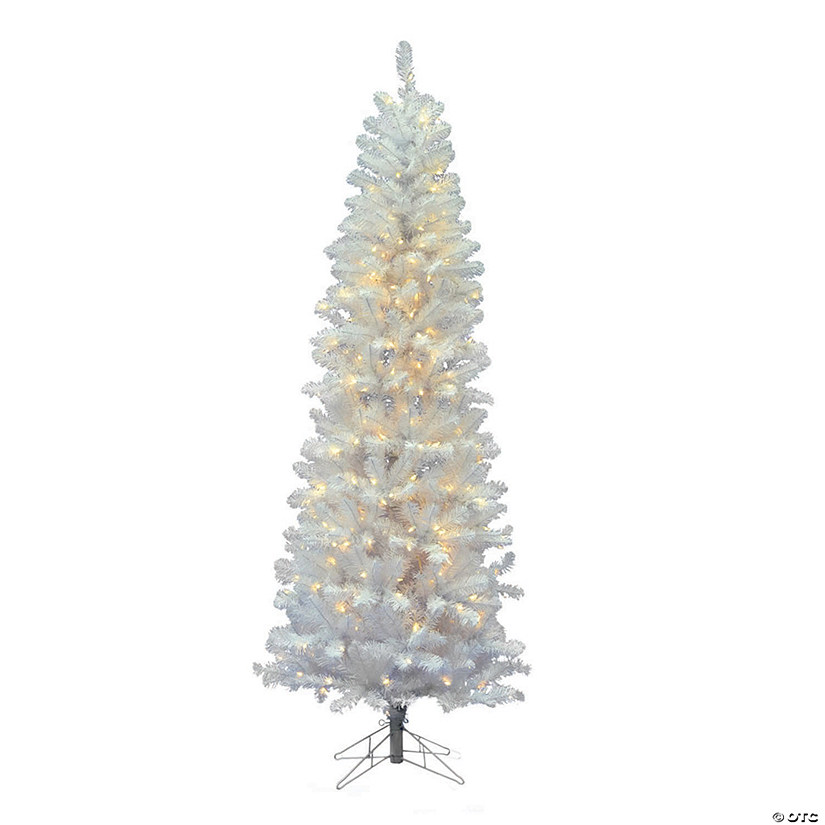 Vickerman 5.5' White Salem Pencil Pine Christmas Tree with Warm White LED Lights Image