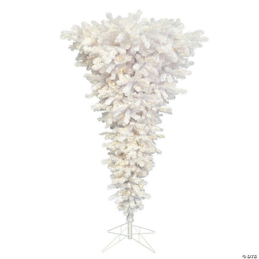 Vickerman 5.5' White Upside Down Christmas Tree with Warm White LED