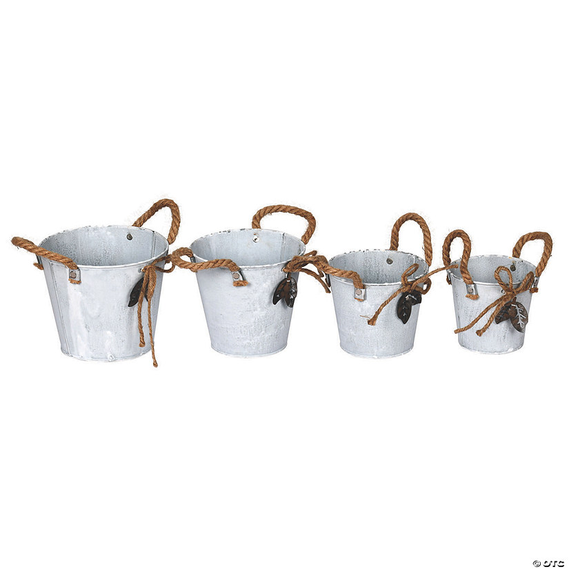 Vickerman 5-8" Tin Containers Burlap Handle - 4/pk Image