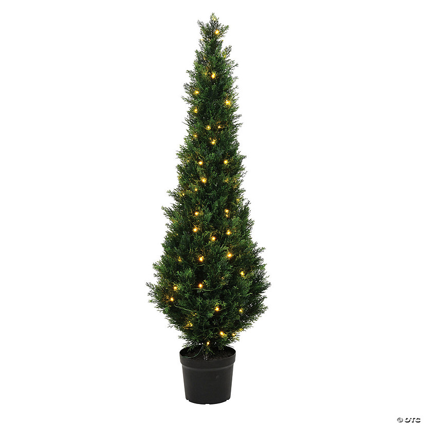Vickerman 5' Artificial Potted Green Cedar Tree Image