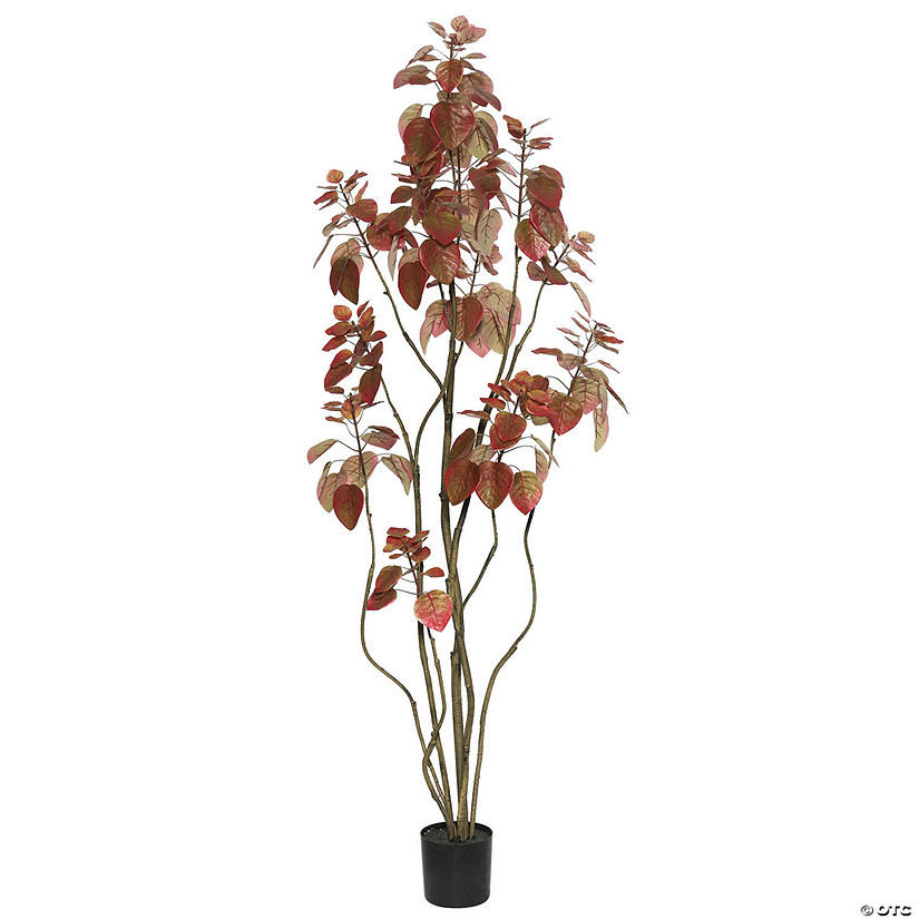 Vickerman 5' Artificial Red Potted Rogot Rurple Tree Image