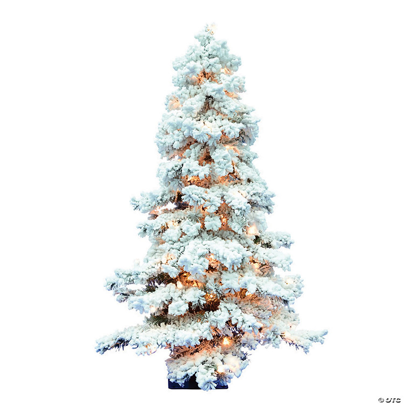 Vickerman 5' Flocked Spruce Christmas Tree with Clear Lights Image
