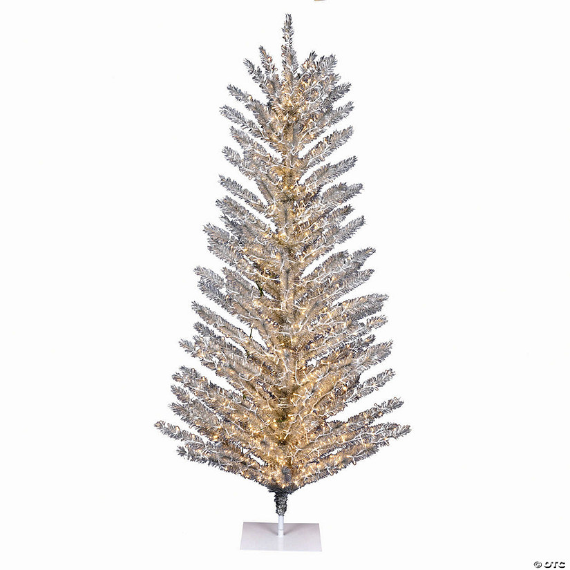 Vickerman 5' Vintage Aluminum Artificial Christmas Tree, Warm White LED Wide Angle  Lights Image