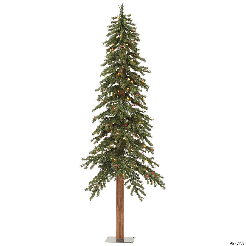 Vickerman 5' x 28" Natural Alpine Artificial Christmas Tree, Multi-colored LED Lights. Image