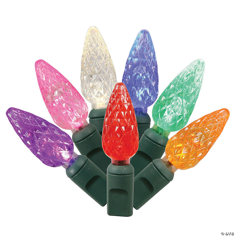 Vickerman 50 Multi-Colored C6 LED Light on Green Wire, 25' Light Strand Image