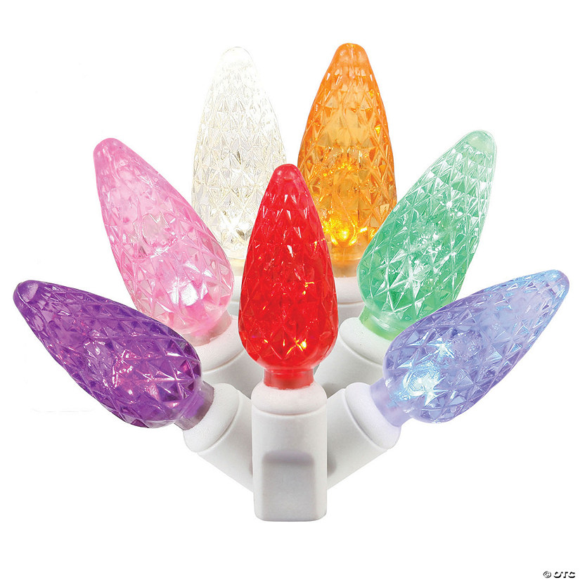 Vickerman 50 Multi-Colored C6 LED Light on White Wire, 25' Light Strand Image
