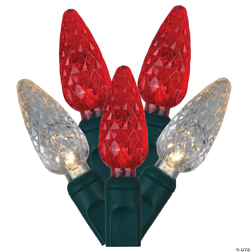 Vickerman 50 RedWarm White C6 LED Light on Green Wire, 25' Light