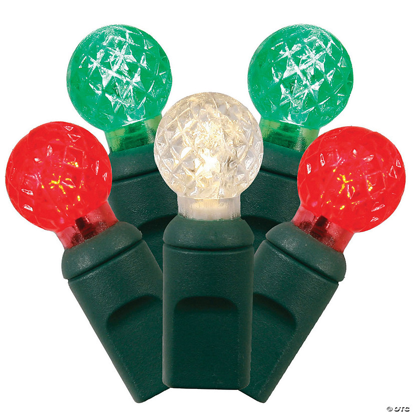 Vickerman 50 Red-White-Green G12 LED Light on Green Wire, 25' Light Strand Image