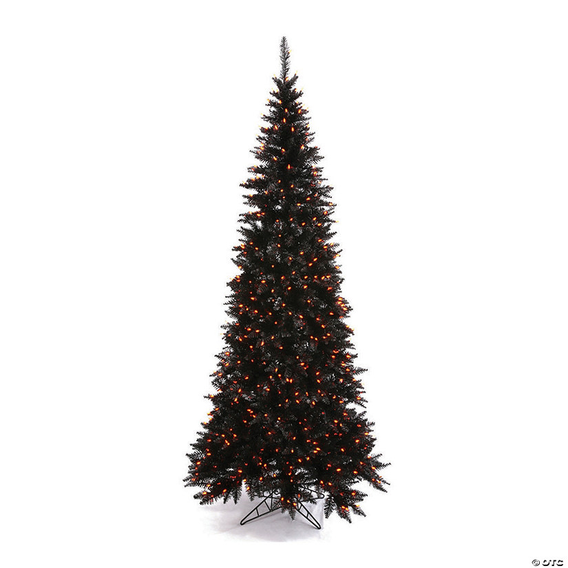 Vickerman 6.5' Black Fir Tree Featuring Orange Lights
