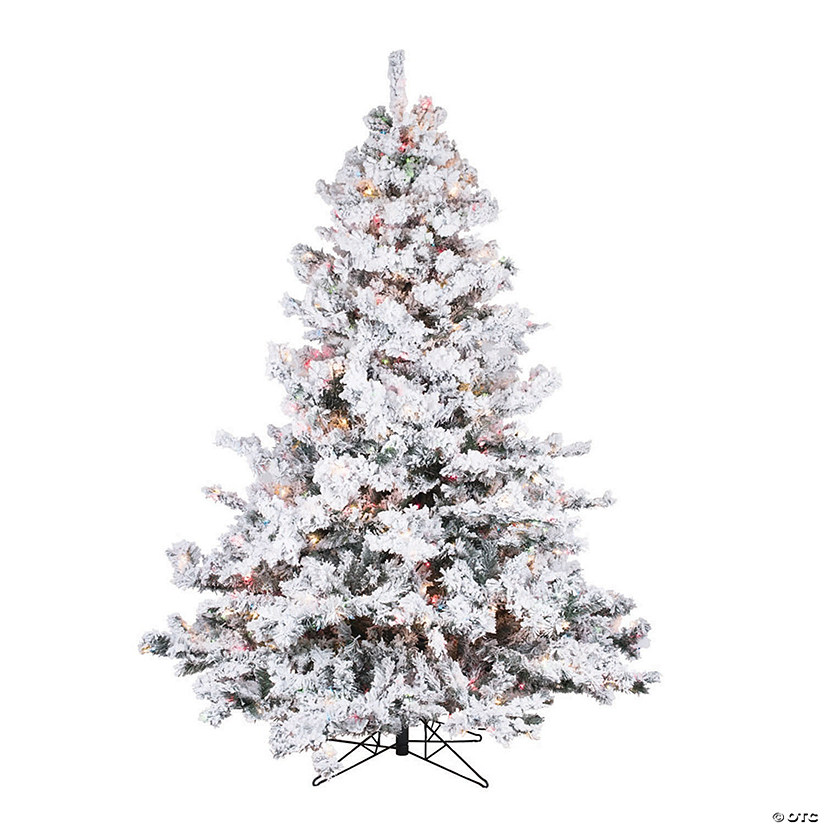 Vickerman 6.5' Flocked Alaskan Pine Christmas Tree with Multi Lights Image